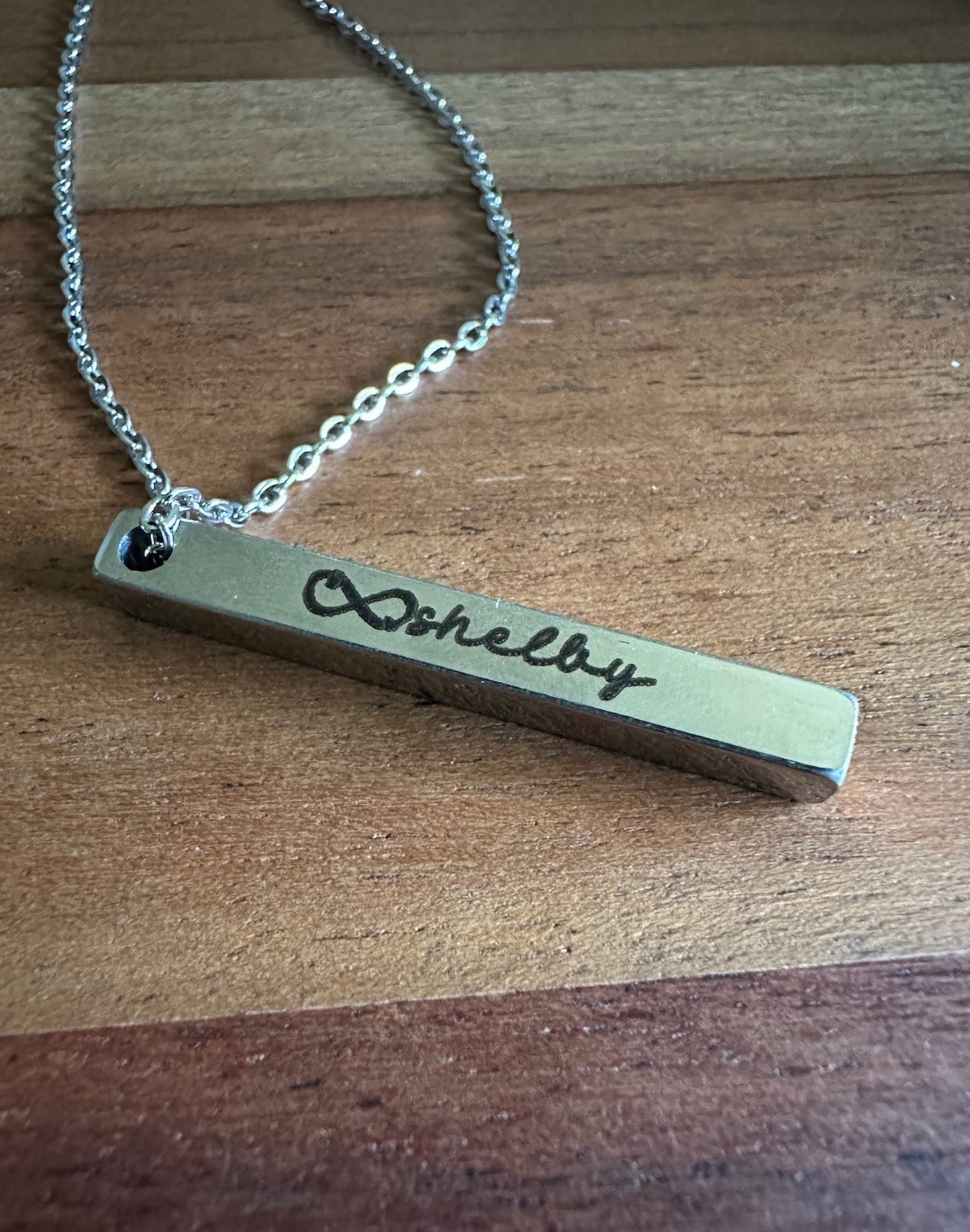 Stainless Steel 3D Vertical Bar Necklace