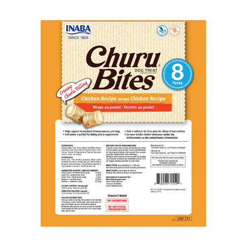 Inaba Dog Treat Churu Bites - Chicken Recipe - 8 pack